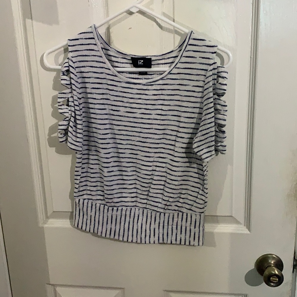 Blue and white striped crop top